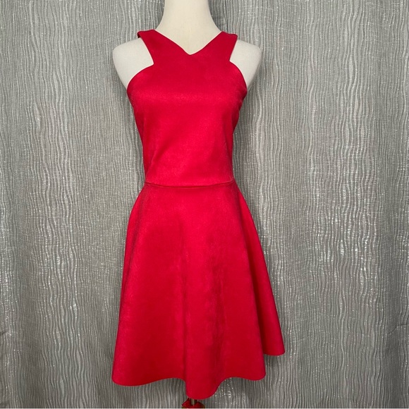 AQUA faux suede fit n flare dress - Picture 2 of 7